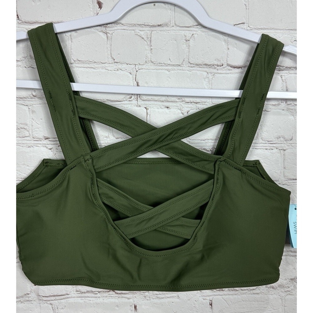 Cupsay green‎ swim bikini top padded, sz M, NWT